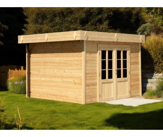 Abri Kylian mono pente, Madriers épicéa 28mm, 3.00 x 2.00m, 6.00m²