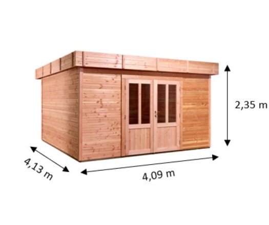 Abri David, Douglas Madriers 28mm, 3.76 x 3.76m, 14.14m²