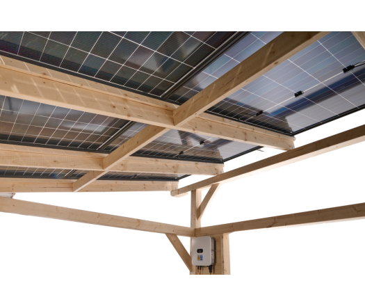 Carport photovoltaïque Wattoit, THT 120 x 120 mm, 3.75 x 4.63m, 17.51 m²