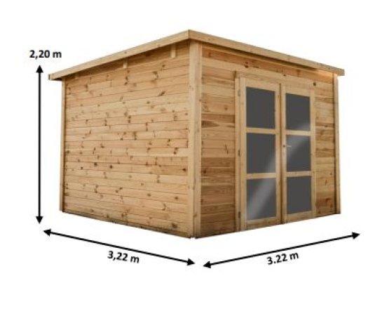 Abri Poolhouse Bahia , Epicéa Madriers 28mm, 3.20 x 3.20m, 10.20m²