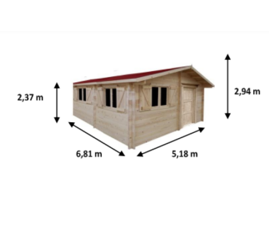 Abri Magny, Madriers épicéa 60mm, 5.20 x 6.80m, 30m² - MG5060.02L