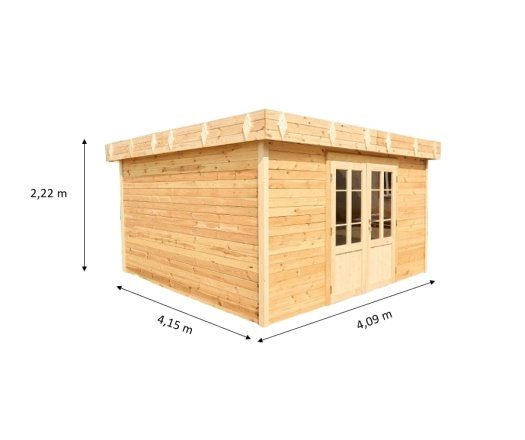 Abri Kylian mono pente, Madriers épicéa 28mm, 3.76 x 3.70m, 13.91m²