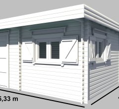Abri Erden, Madriers épicéa 60mm, 5.30 x 4.80m, 25.30m² - ER5040.02