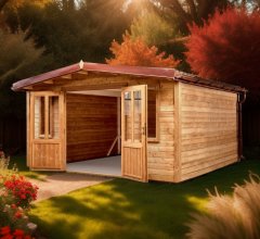 Abri Théo sans plancher, THT Madriers 28mm, 4.00 x 4.00m, 16.00m²