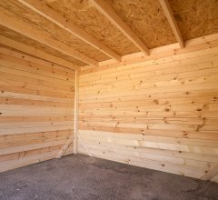 Abri Kylian mono pente avec bûcher, Madriers épicéa 28mm, 3.00 x 3.00m, 9.00m²