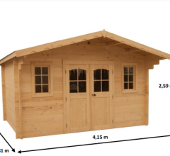 Abri Nostra, Madriers épicéa 42mm, 4.15 x 4.80m, 20m²