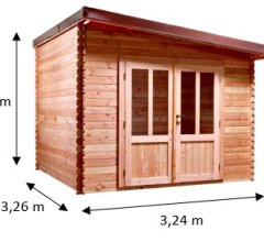 Abri Daniel toit multidirectionnel, Douglas Madriers 28mm, 3.00 x 3.00m, 9.00m²