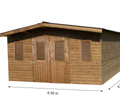Abri Thermabri, THT Madriers 28mm, 4.30 x 4.50m, 19.70m²