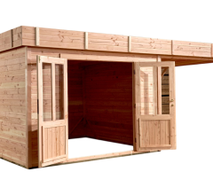 Abri avec bûcher Diane, Douglas Madriers 28mm, 5.75 x 3.00m, 17.25m²