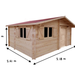 Abri Magny, Madriers épicéa 60mm, 5.20 x 5.40m, 28m² - MG5046.02L