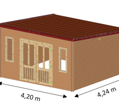 Abri Daniel toit multidirectionnel, Douglas Madriers 28mm, 4.00 x 4.00m, 16.00m²
