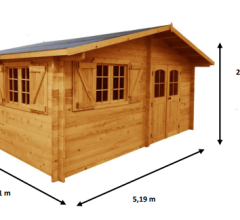 Abri Naira bas, Madriers épicéa 42mm, 5.2 x 5.8m, 30m² - NAR5050.02L