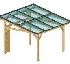 Carport photovoltaïque Wattoit, THT 120 x 120 mm, 3.75 x 4.63m, 17.51 m²