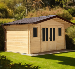 Abri Noé, épicéa massif 42mm, 4.3 x 3.8m, 16m² - NOS40F30.02