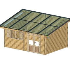Abri photovoltaïque Lumibois 5kWc, Epicéa massif 42mm, 4.80 x 3.49 m, 16,75 m² - LB5037.02A