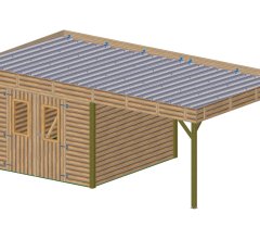 Abri Thibault avec bûcher, THT Madriers 19mm, 3.00 x 3.50m + 2.75 x 3.50m , 20.13m²