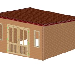 Abri Daniel toit multidirectionnel, Douglas Madriers 28mm, 4.00 x 4.00m, 16.00m²