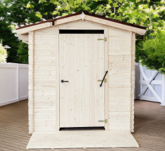 Toilette sèche PMR, Epicéa en Madriers 20 mm, 2.10 x 2.21m, 4.64m²