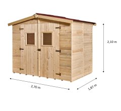 Abri Eden, Epicéa panneaux 16mm, 2.70 x 1.90m, 5.00m²