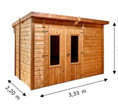 Abri Théo, THT Panneaux 19mm, 3.16 x 1.80m, 5.69m²