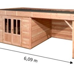 Abri avec bûcher Diane, Douglas Madriers 28mm, 5.75 x 3.00m, 17.25m²