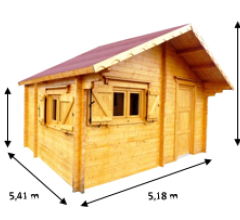 Abri Magny, Madriers épicéa 60mm, 5.20 x 5.40m, 28m² - MG5046.02