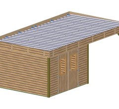 Abri Thibault avec bûcher, THT Madriers 19mm, 3.00 x 3.50m + 2.75 x 3.50m , 20.13m²