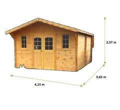 Abri Balmont, Madriers épicéa 28mm, 4.0 x 5.0m, 20m²