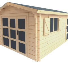 Chalet Saska, Epicéa madriers contrecollés 75mm, 3.60 x 5.48m, 19.73m²