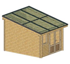 Abri photovoltaïque Lumibois, Epicéa madriers 42mm, 3.48 x 3.81 m, 13.26 m²