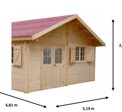 Abri Naira, Madriers épicéa 42mm, 5.20 x 6.80m, 35.3m² - NAR5060.02L