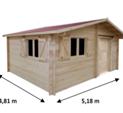 Abri Magny bas, Epicéa Madriers 60mm, 5.20 x 4.80m, 25m² - MG5040.02L