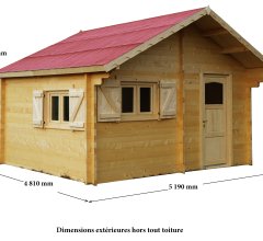 Abri Cozy, Epicéa Madriers 60mm, 5.20 x 4.80m, 25m²