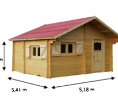 Abri Cozy,  Madriers épicéa 60mm, 5.20 x 5.40m, 28m² - CZ5046.02