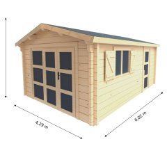 Chalet Saska, Epicéa madriers contrecollés 75mm, 3.60 x 5.48m, 19.73m²