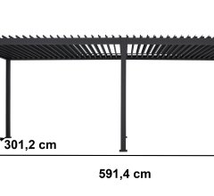 Pergola bioclimatique avec ventelles électrique et ruban LED, Aluminium, 3.0 x 6.0 m, 18m²