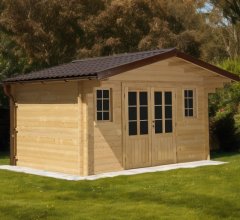 Abri Noé, épicéa massif 42mm, 4.3 x 3.8m, 16m² - NOS40F30.02