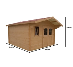 Abri Natura, Epicéa madriers 42mm, 3.60 x 3.80m, 13.90m²