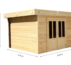 Abri Kylian mono pente, Madriers épicéa 28mm, 3.00 x 2.00m, 6.00m²