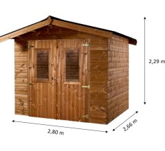 Abri Thiers, THT Madriers 19mm, 2.80 x 2.70m, 7.50m²