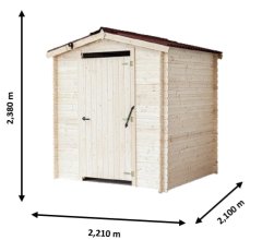 Toilette sèche, Epicéa en Madriers 20 mm, 2.10 x 2.21m, 4.64m², sans plancher