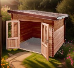 Abri Daniel toit multidirectionnel, Douglas Madriers 28mm, 3.00 x 3.00m, 9.00m²
