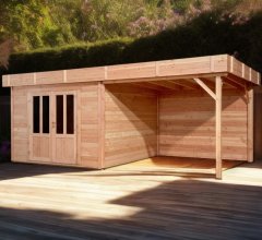 Abri avec bûcher Diane, Douglas Madriers 28mm, 5.75 x 3.00m, 17.25m²