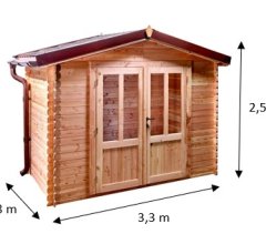 Abri David, Douglas Madriers 20mm, 3.00 x 1.65m, 4.95m²