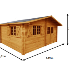 Abri Naira bas, Madriers épicéa 42mm, 5.2 x 4.3m, 22m² - NAR5035.02L