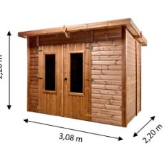 Abri Théo avec plancher, THT Panneaux 19mm, 2.67 x 1.80m, 4.81m²