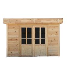 Abri Kylian mono pente, Madriers épicéa 28mm, 3.00 x 3.00m, 9.00m²