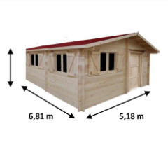 Abri Magny, Madriers épicéa 60mm, 5.20 x 6.80m, 30m² - MG5060.02L