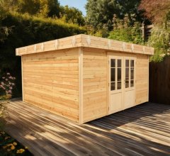 Abri Kylian mono pente, Madriers épicéa 28mm, 3.76 x 3.70m, 13.91m²