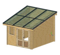 Abri photovoltaïque Lumibois, Epicéa madriers 42mm, 3.48 x 3.81 m, 13.26 m²